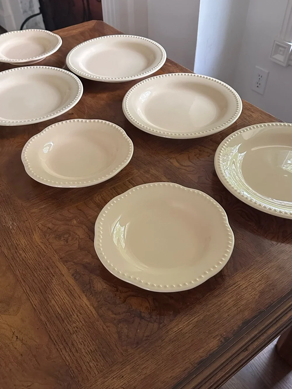 Vintage Pottery Barn Emma Salad Dinner Plate BUTTER YELLOW granny chic Beaded